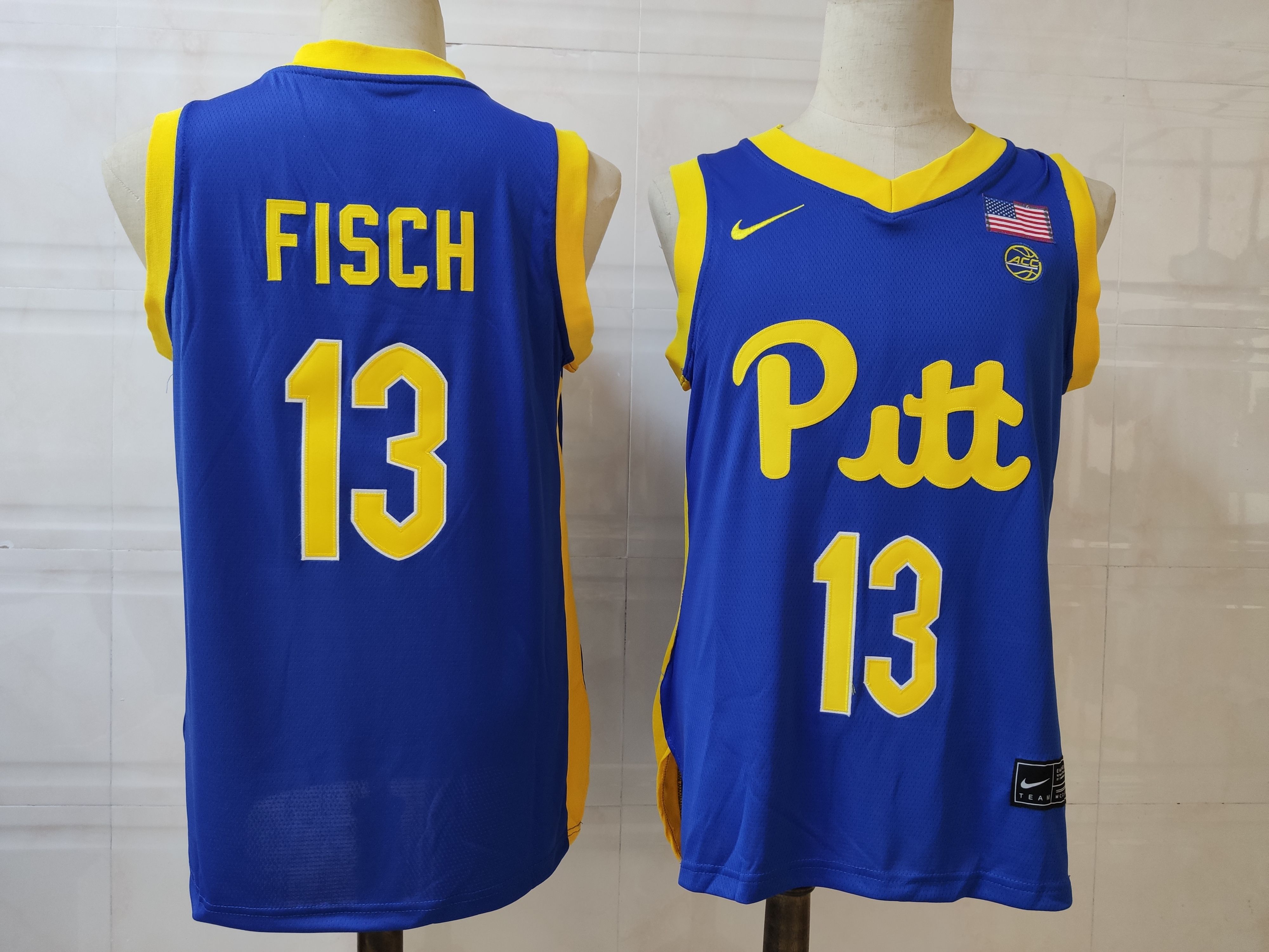 Men Pittsburgh Panthers #13 Fisch Blue Nike 2025 NCAA Jersey->more ncaa teams->NCAA Jersey